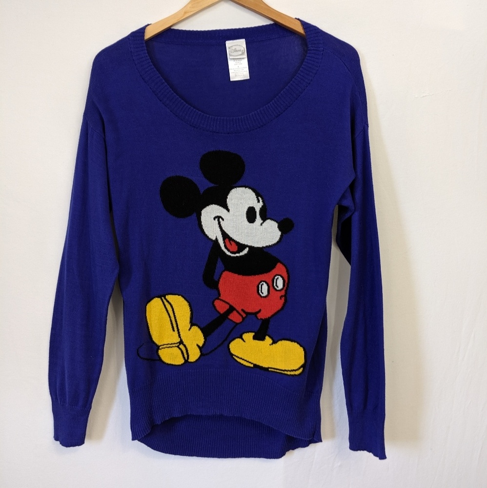 Disney Mickey Mouse Deep Scoop Hi Lo Sweater L